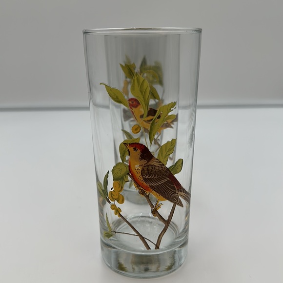 Set of 4 Vintage West Virginia Glass AMERICAN SONGBIRDS Flat Tumblers Glasses - Picture 6 of 16